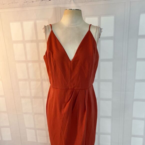 WAYF The Ines Sienna V-Neck Sleeveless Faux Wrap Tulip Hem Gown Dress Size XL - Picture 5 of 13